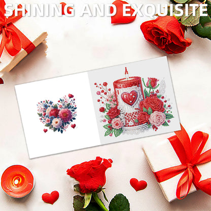 12pcs Rose Theme DIY Diamond Art Greeting Cards with Envelope for Birthday Gift