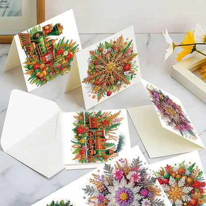 12Pcs Xmas Snowflake DIY Diamond Painting Greeting Cards for Adult Holiday Gifts