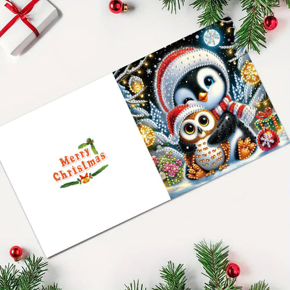 12Pcs Xmas Animal DIY Diamond Painting Greeting Cards for Adult Holiday Gifts