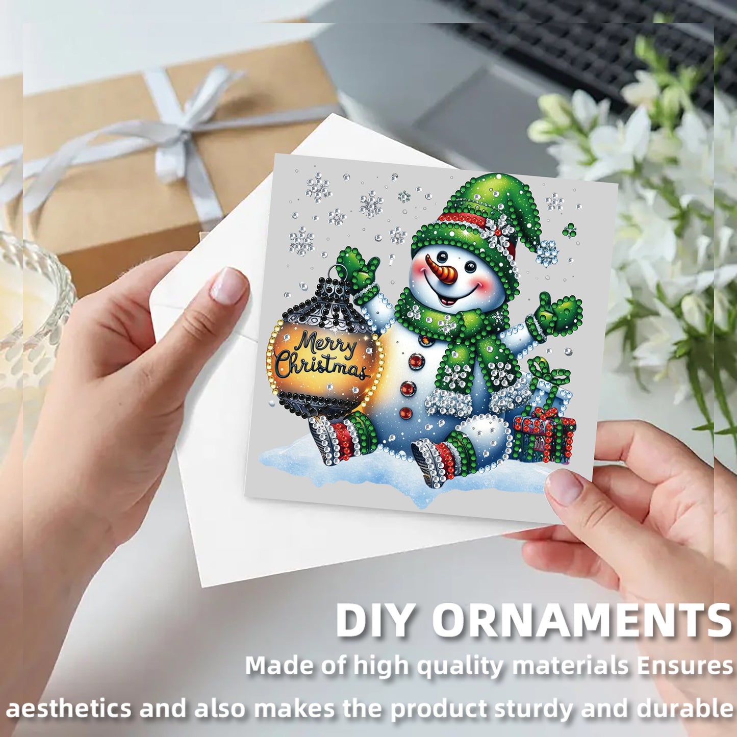 12Pcs Xmas Snowman DIY Diamond Painting Greeting Cards for Adult Holiday Gifts