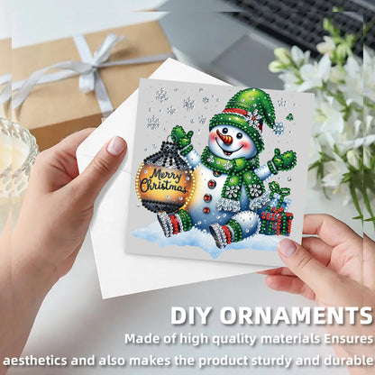 12Pcs Xmas Snowman DIY Diamond Painting Greeting Cards for Adult Holiday Gifts