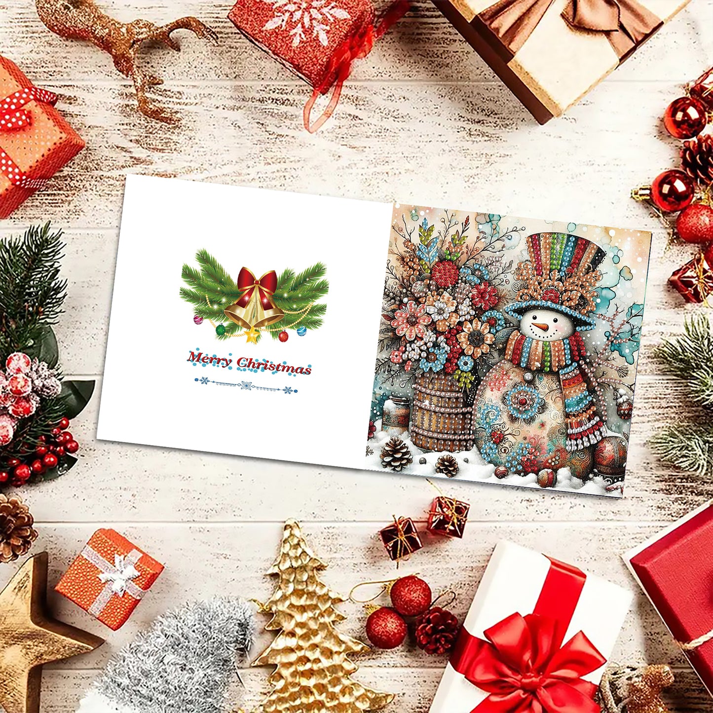 12Pcs Christmas Snowman DIY Diamond Painting Greeting Cards for Adults Gifts