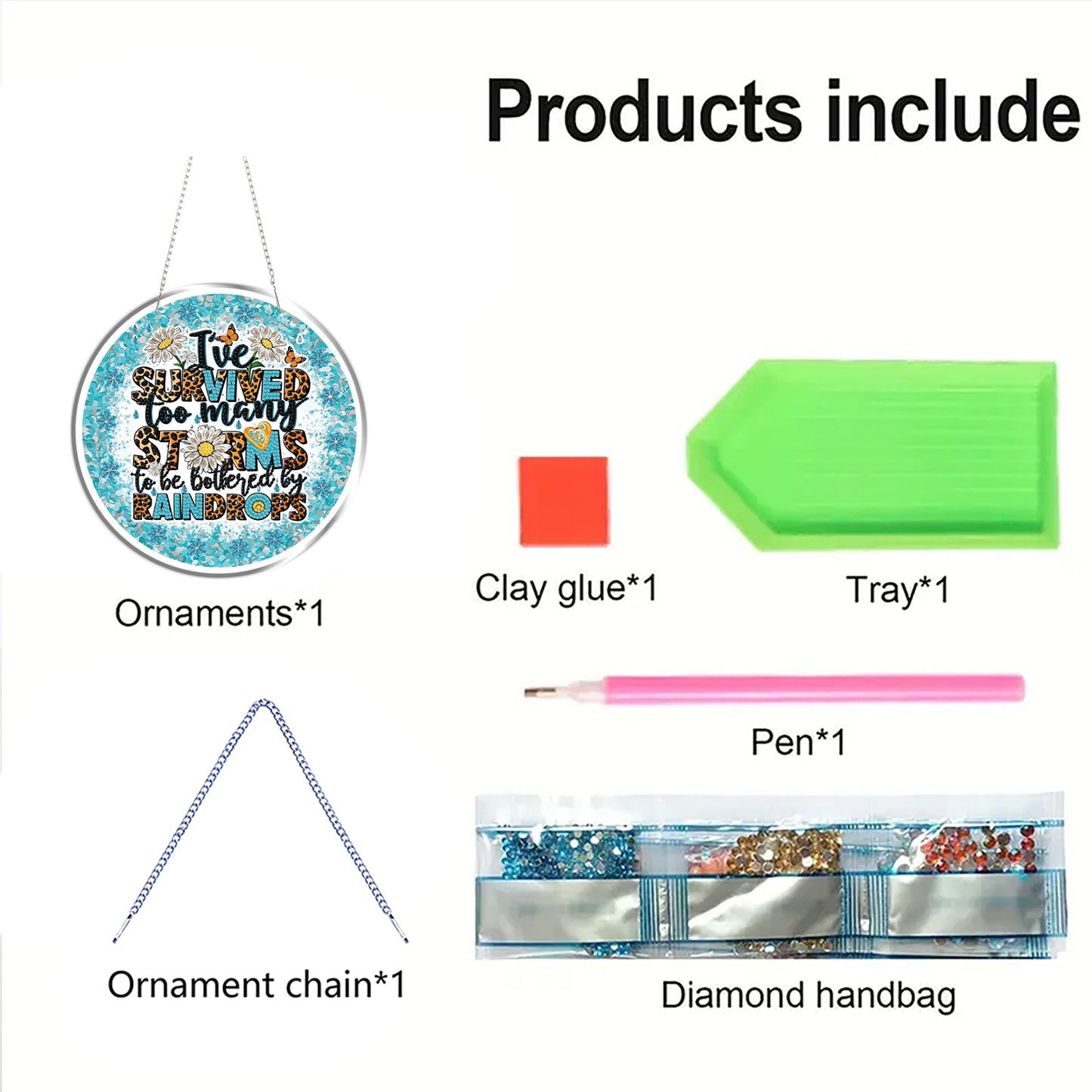 Storm 2D Flat DIY Acrylic Diamond Painting Pendants Crafts Kit Home Wall Decor