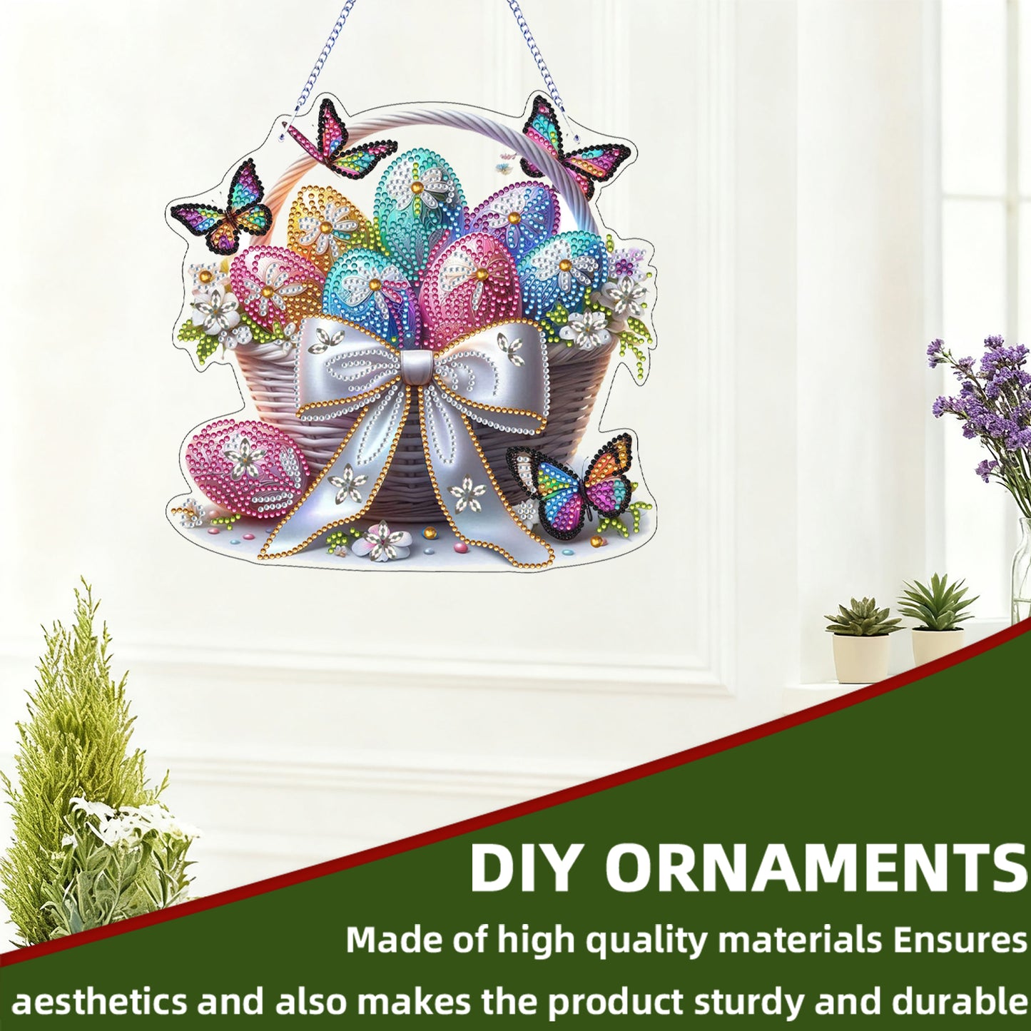 Easter 2D Flat DIY Hanging Diamond Art Ornament Home Window Pendant (Easter Egg)