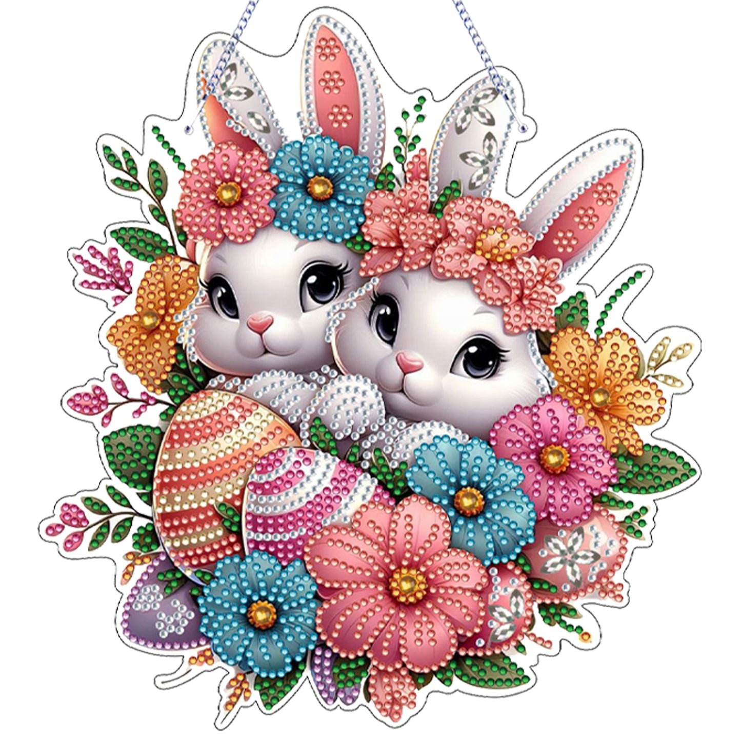 Easter 2D Flat DIY Hanging Diamond Art Ornament Home Window Pendant (Rabbit)