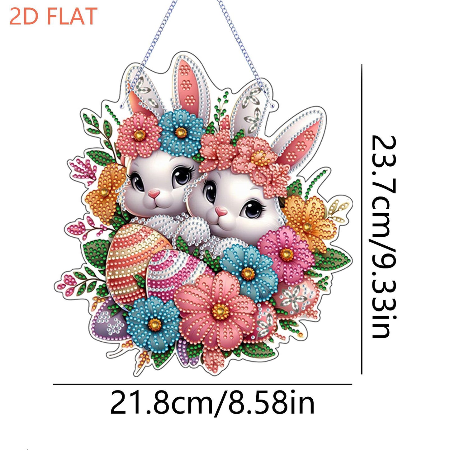 Easter 2D Flat DIY Hanging Diamond Art Ornament Home Window Pendant (Rabbit)
