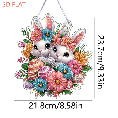 Easter 2D Flat DIY Hanging Diamond Art Ornament Home Window Pendant (Rabbit)