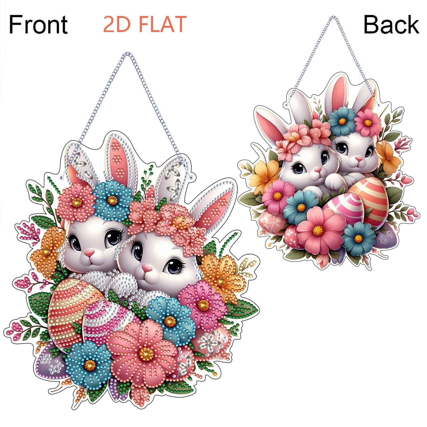 Easter 2D Flat DIY Hanging Diamond Art Ornament Home Window Pendant (Rabbit)