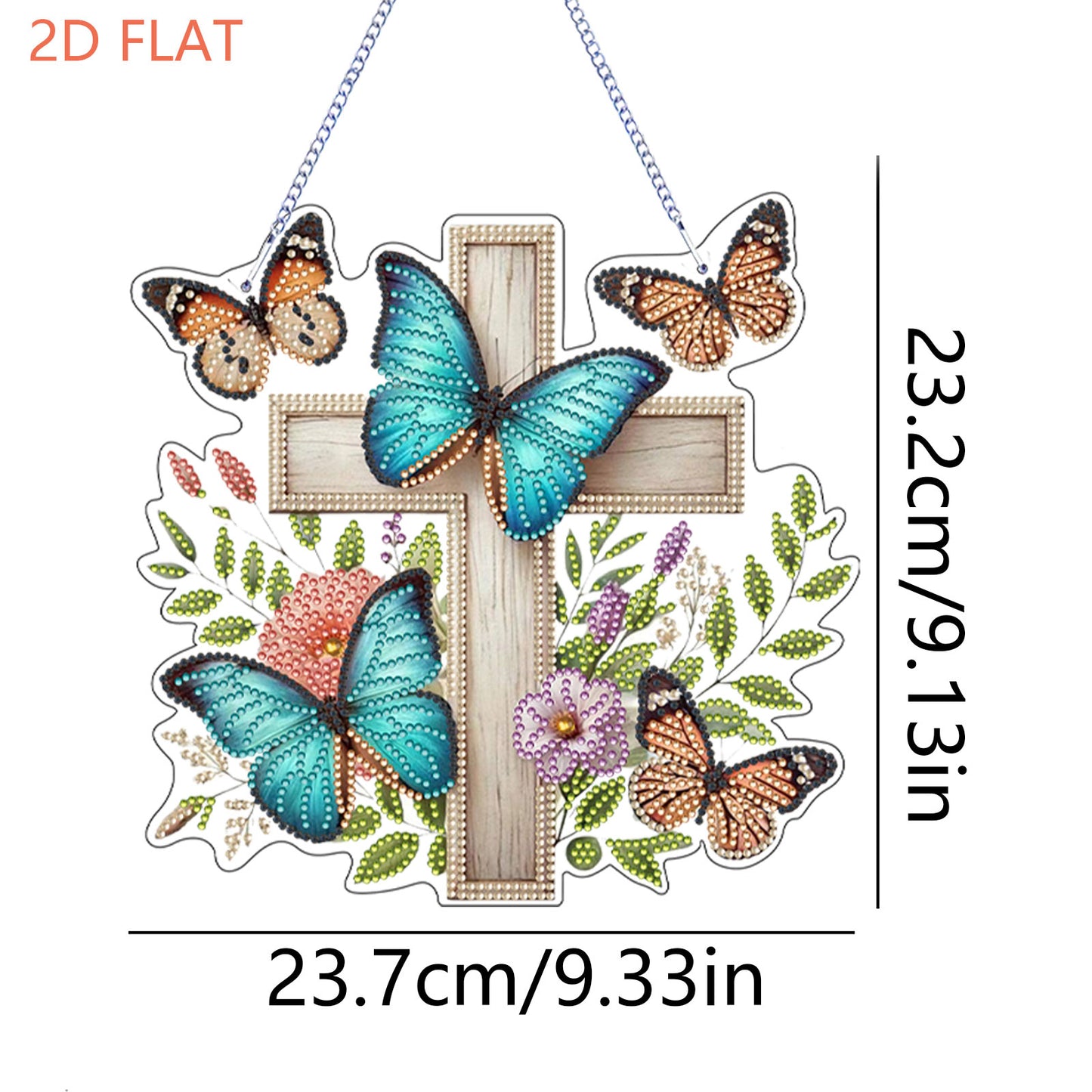 Easter 2D Flat DIY Hanging Diamond Art Ornament Home Window Pendant (Cross)