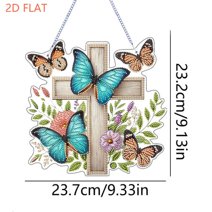 Easter 2D Flat DIY Hanging Diamond Art Ornament Home Window Pendant (Cross)