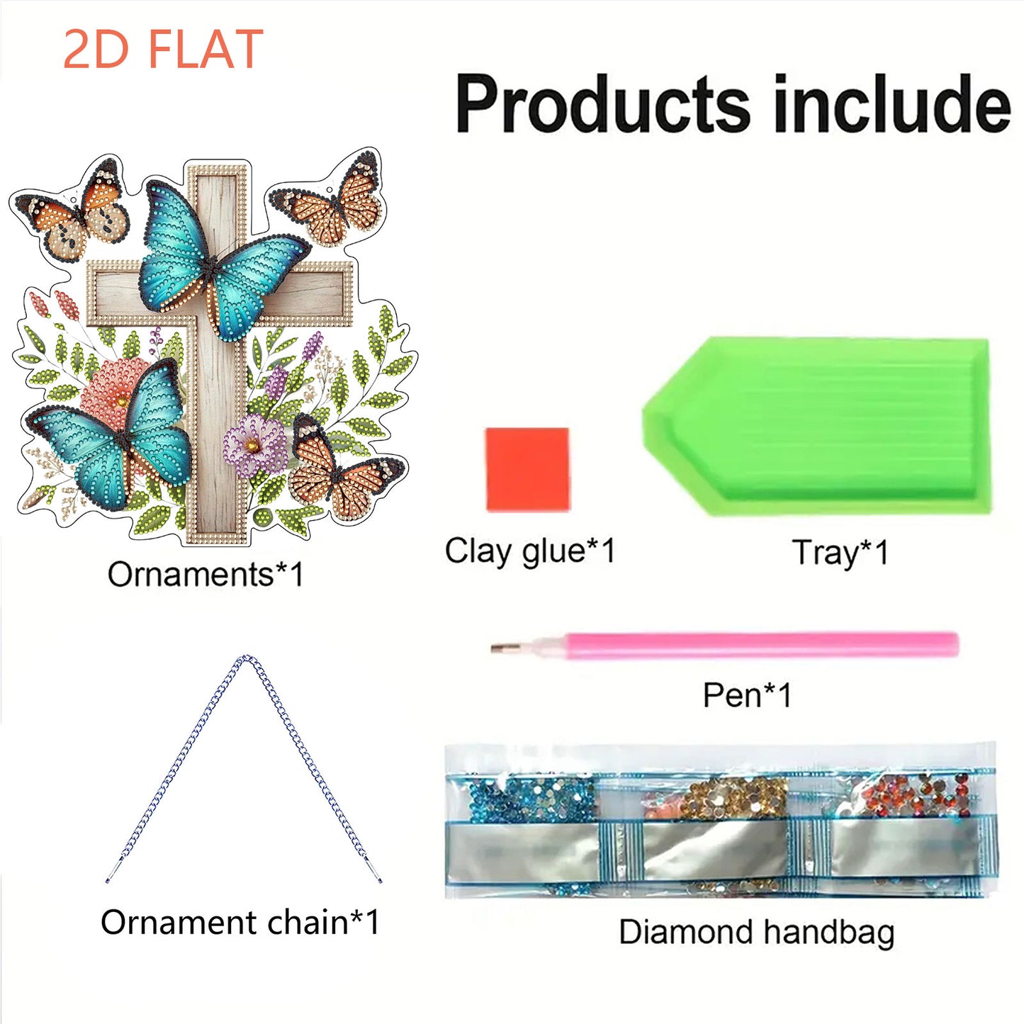 Easter 2D Flat DIY Hanging Diamond Art Ornament Home Window Pendant (Cross)