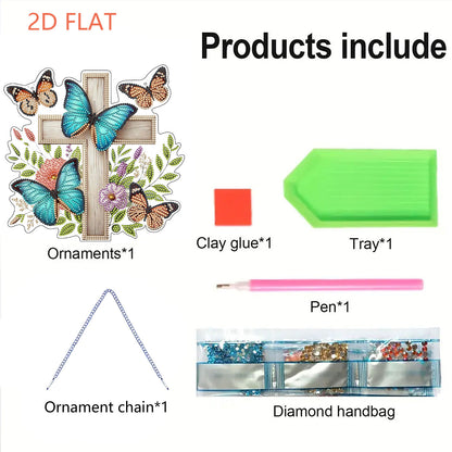 Easter 2D Flat DIY Hanging Diamond Art Ornament Home Window Pendant (Cross)