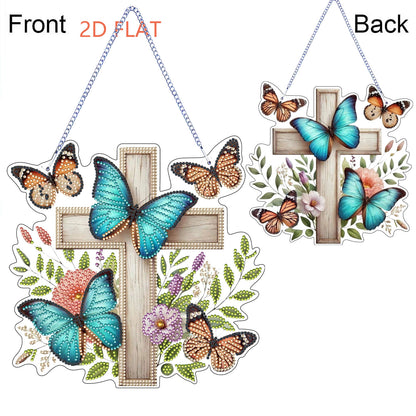 Easter 2D Flat DIY Hanging Diamond Art Ornament Home Window Pendant (Cross)