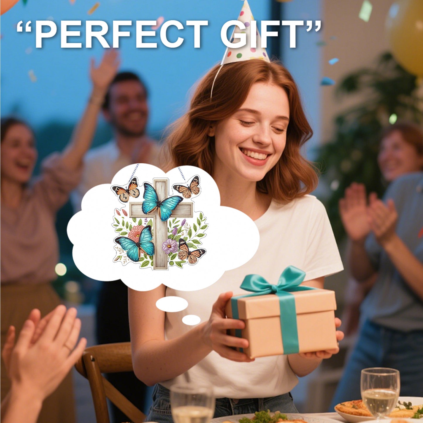 Easter 2D Flat DIY Hanging Diamond Art Ornament Home Window Pendant (Cross)