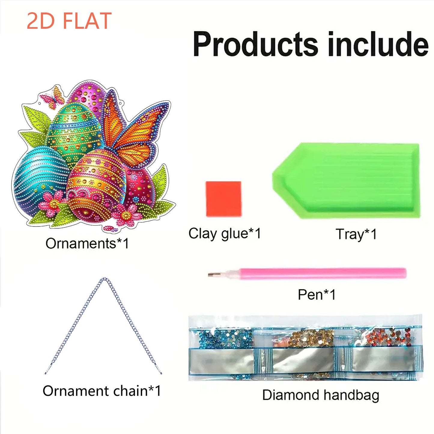 Easter 2D Flat DIY Hanging Diamond Art Ornament Home Window Pendant (Butterfly)