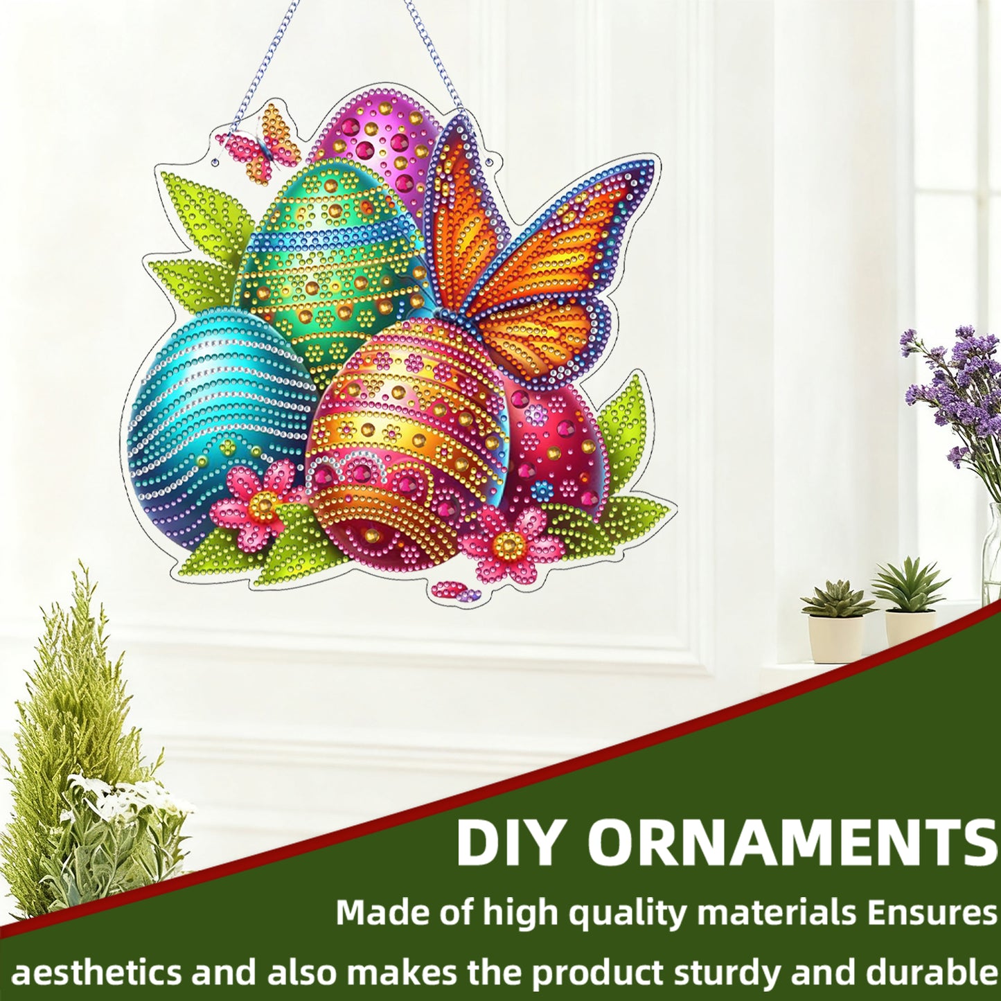 Easter 2D Flat DIY Hanging Diamond Art Ornament Home Window Pendant (Butterfly)