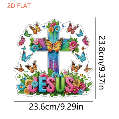 Easter 2D Flat DIY Hanging Diamond Art Ornament Home Window Pendant (Cross)