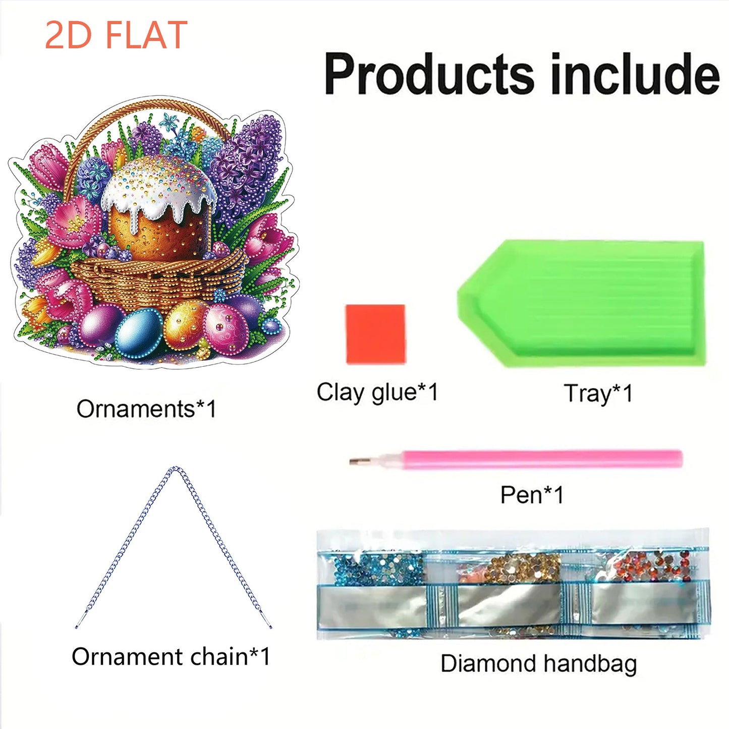 Easter 2D Flat DIY Hanging Diamond Art Ornament Home Window Pendant (Easter Egg)