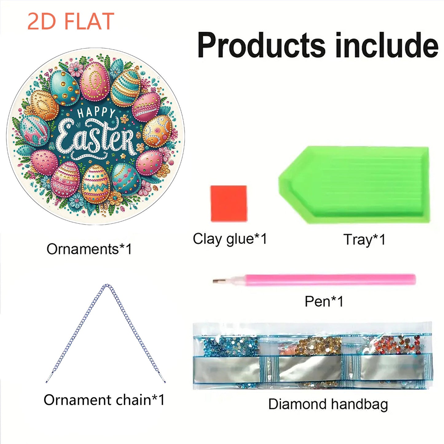 Easter 2D Flat DIY Hanging Diamond Art Ornament Home Window Pendant (Easter Egg)