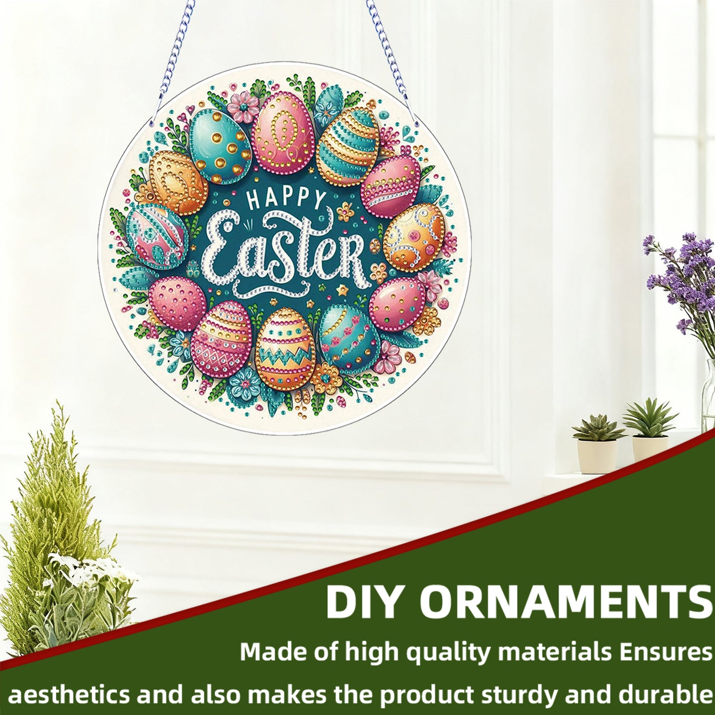 Easter 2D Flat DIY Hanging Diamond Art Ornament Home Window Pendant (Easter Egg)