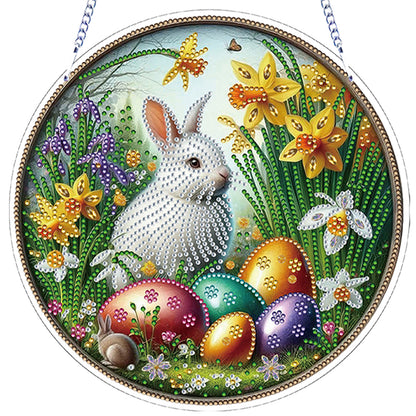 Easter 2D Flat DIY Hanging Diamond Art Ornament Home Window Pendant (Bunny)