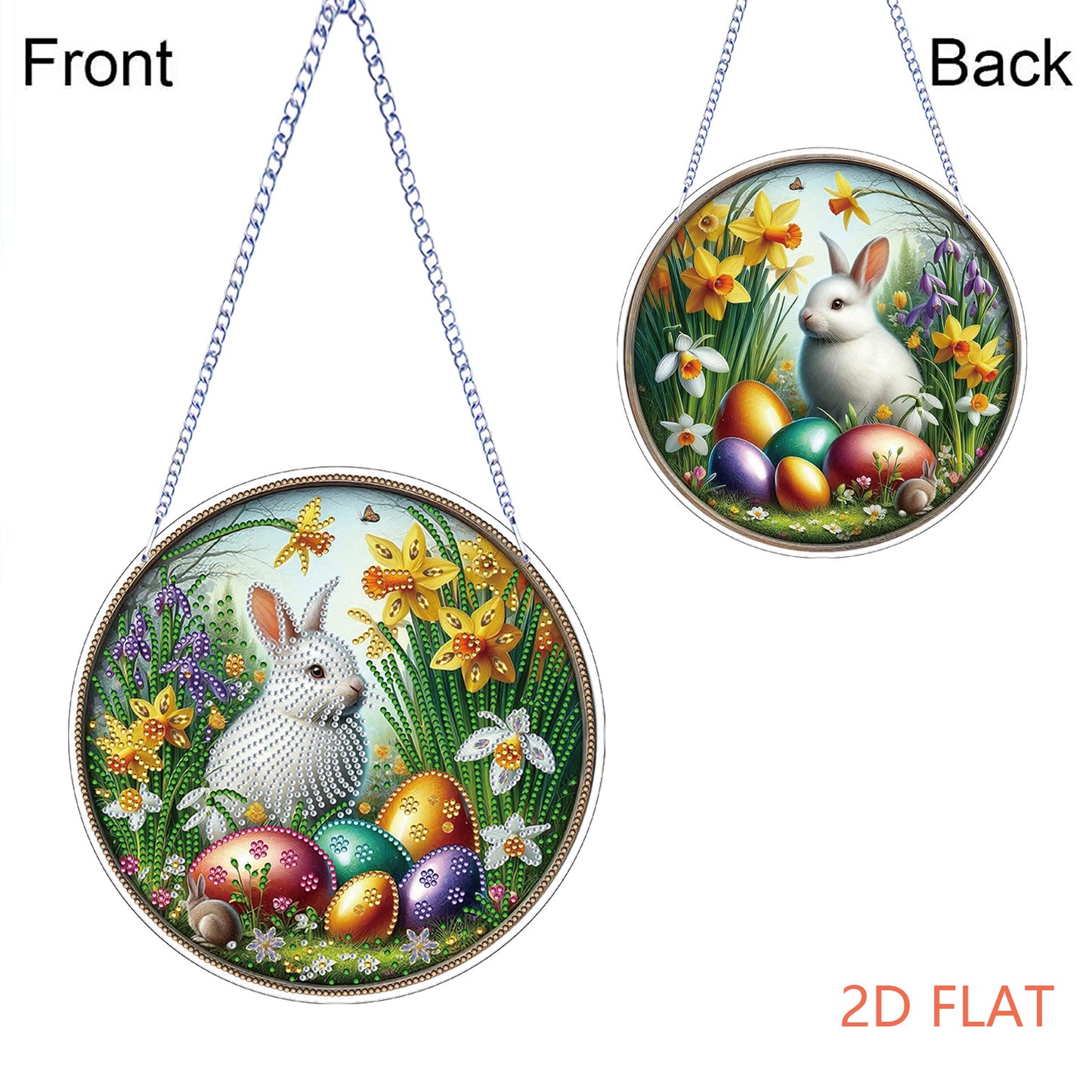 Easter 2D Flat DIY Hanging Diamond Art Ornament Home Window Pendant (Bunny)
