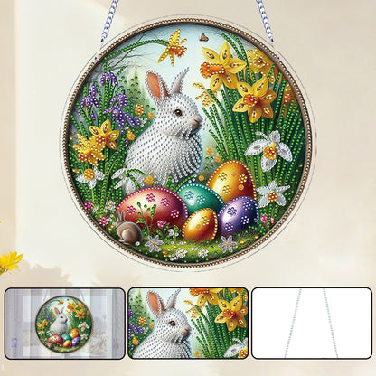 Easter 2D Flat DIY Hanging Diamond Art Ornament Home Window Pendant (Bunny)