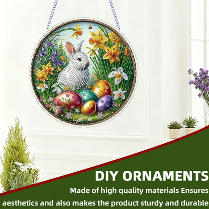 Easter 2D Flat DIY Hanging Diamond Art Ornament Home Window Pendant (Bunny)