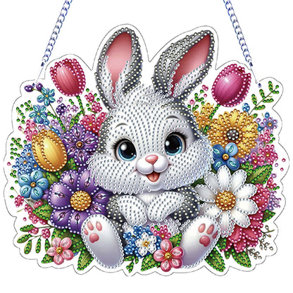 Easter 2D Flat DIY Hanging Diamond Art Ornament Home Window Pendant (Bunny)