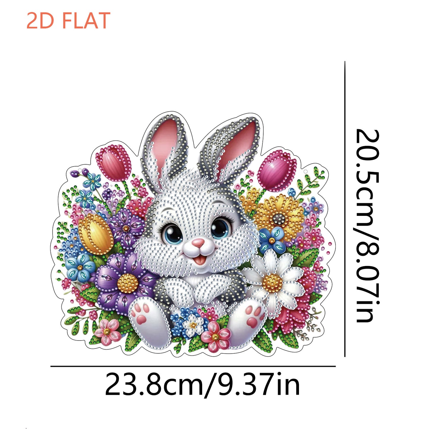 Easter 2D Flat DIY Hanging Diamond Art Ornament Home Window Pendant (Bunny)