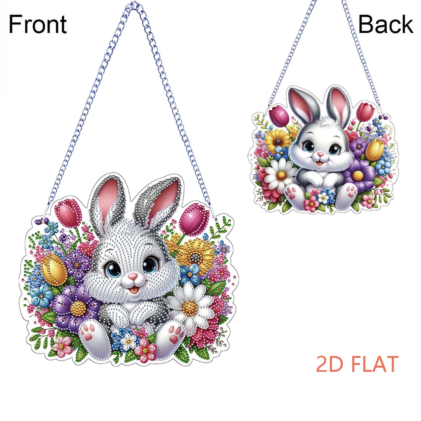 Easter 2D Flat DIY Hanging Diamond Art Ornament Home Window Pendant (Bunny)
