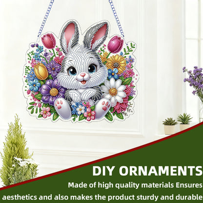 Easter 2D Flat DIY Hanging Diamond Art Ornament Home Window Pendant (Bunny)