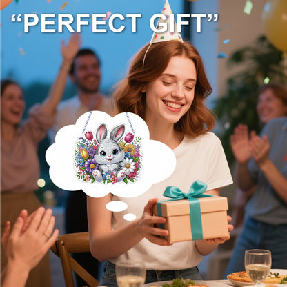 Easter 2D Flat DIY Hanging Diamond Art Ornament Home Window Pendant (Bunny)