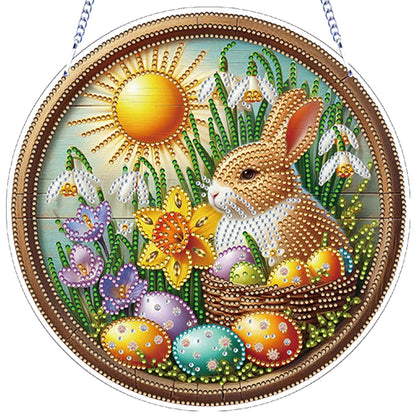 Easter 2D Flat DIY Hanging Diamond Art Ornament Home Window Pendant (Bunny)