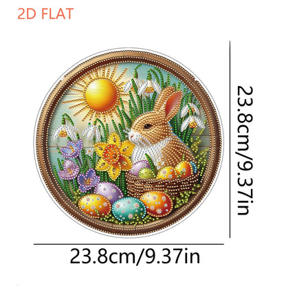 Easter 2D Flat DIY Hanging Diamond Art Ornament Home Window Pendant (Bunny)