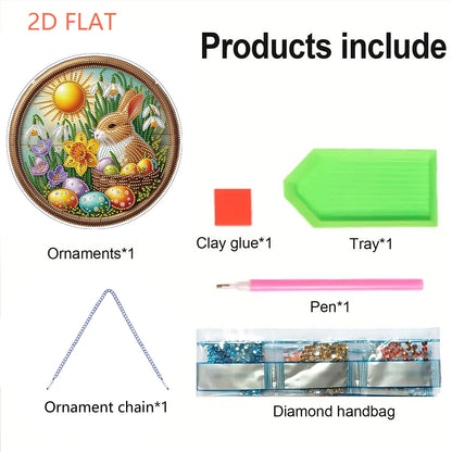 Easter 2D Flat DIY Hanging Diamond Art Ornament Home Window Pendant (Bunny)