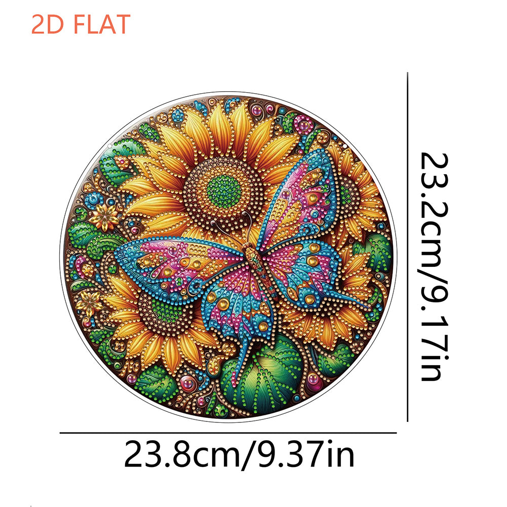 Flower Bird 2D Flat DIY Hanging Diamond Art Ornament Window Pendant (Sunflower)
