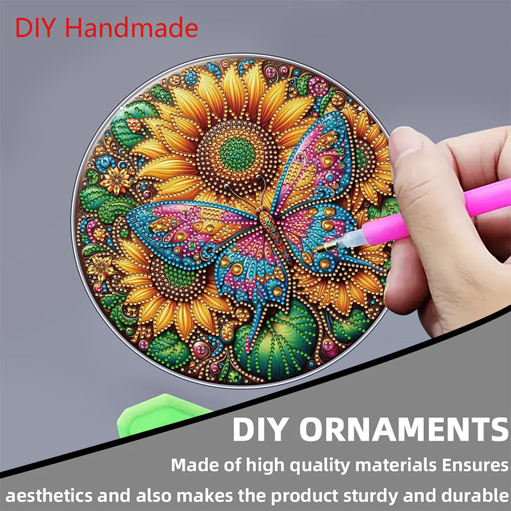 Flower Bird 2D Flat DIY Hanging Diamond Art Ornament Window Pendant (Sunflower)