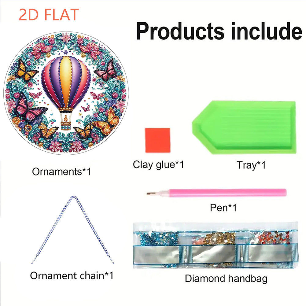 Flower Bird 2D Flat DIY Hanging Diamond Art Ornament Window Pendant (Balloon)