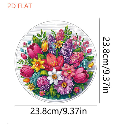 Flower Bird 2D Flat DIY Hanging Diamond Art Ornament Window Pendant (Bouquet)