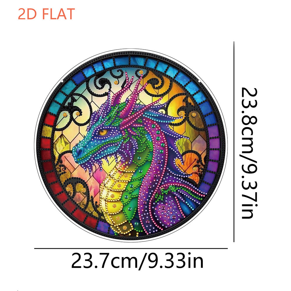 Flower Bird 2D Flat DIY Hanging Diamond Art Ornament Window Pendant (Dragon)