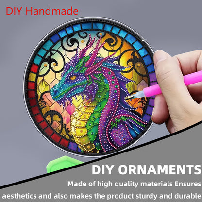Flower Bird 2D Flat DIY Hanging Diamond Art Ornament Window Pendant (Dragon)