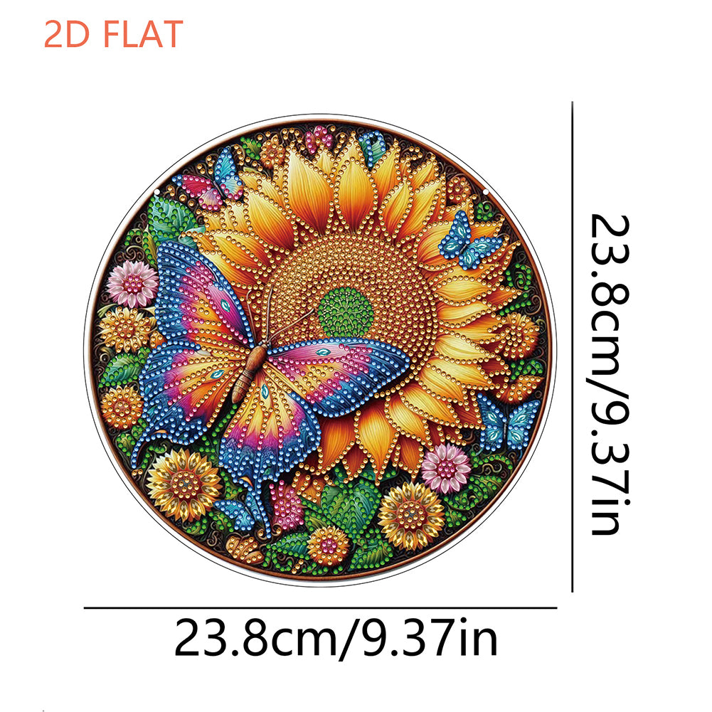 Flower Bird 2D Flat DIY Hanging Diamond Art Ornament Window Pendant (Butterfly)