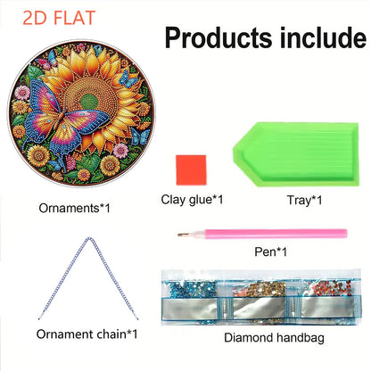 Flower Bird 2D Flat DIY Hanging Diamond Art Ornament Window Pendant (Butterfly)