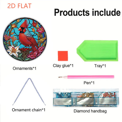 Flower Bird 2D Flat DIY Hanging Diamond Art Ornament Window Pendant (Garland)