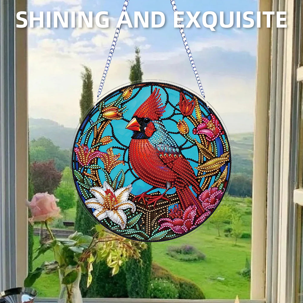 Flower Bird 2D Flat DIY Hanging Diamond Art Ornament Window Pendant (Garland)