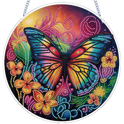 Flower Bird 2D Flat DIY Hanging Diamond Art Ornament Window Pendant (Butterfly)