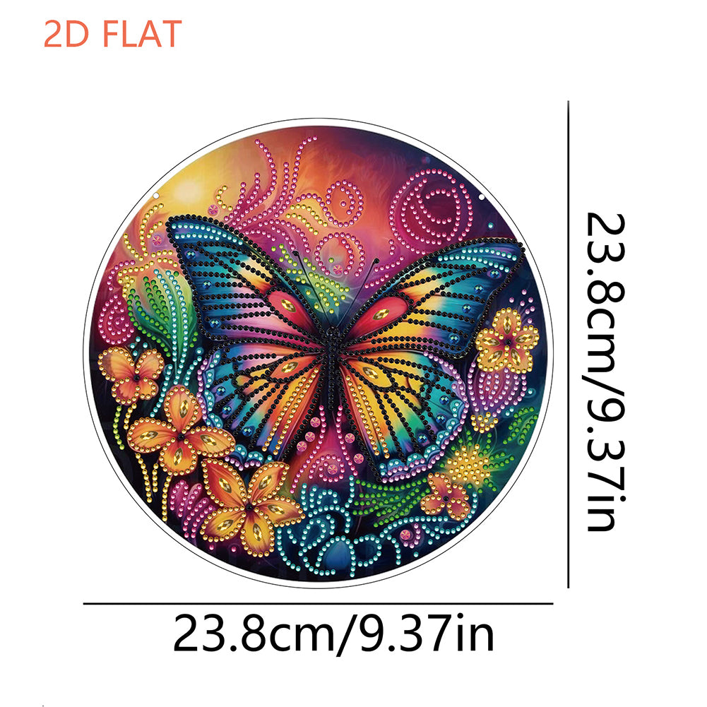 Flower Bird 2D Flat DIY Hanging Diamond Art Ornament Window Pendant (Butterfly)