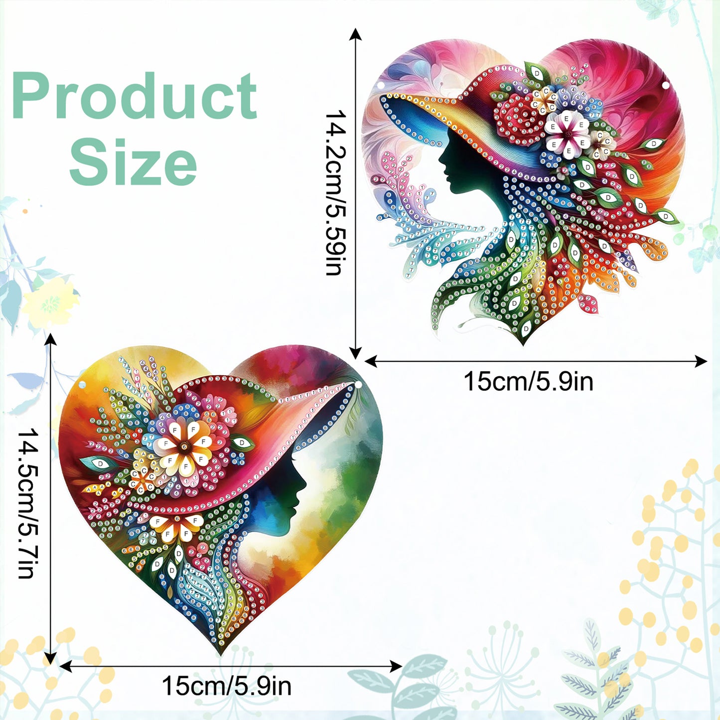 2Pcs Girl 2D Flat DIY Hanging Diamond Art Ornament Window Pendant (Top Hat)