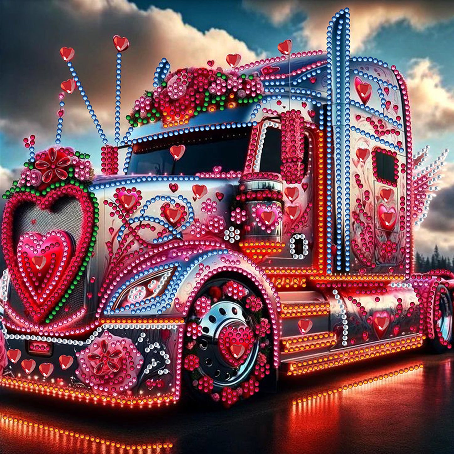 Heart-Shaped Car - Special Shaped Drill Diamond Painting 30*30CM